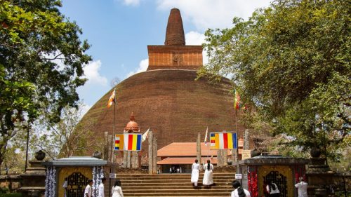 Ancient Abhayagiriya Dagoba stupa in the sacred city of Anuradhapura Sri Lanka