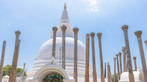 White dome of the Thuparamaya Stupa the first Buddhist temple in Sri Lanka