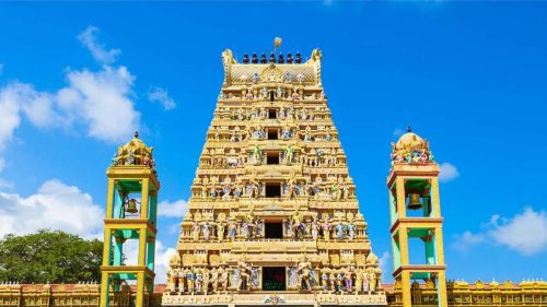 Exterior of the ancient Munneswaram Kovil Hindu temple complex in Chilaw