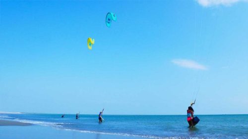 Kite surfers riding the waves at Kalpitiya Lagoon a top water sports destination