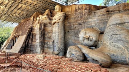 Massive rock-cut Buddha statues at Gal Viharaya in the ancient kingdom of Polonnaruwa
